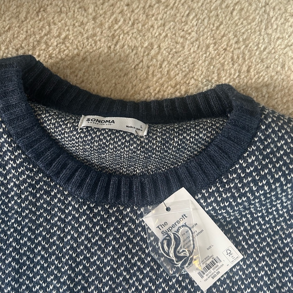 Men's Navy Blue Sweater - Picture 2 of 3
